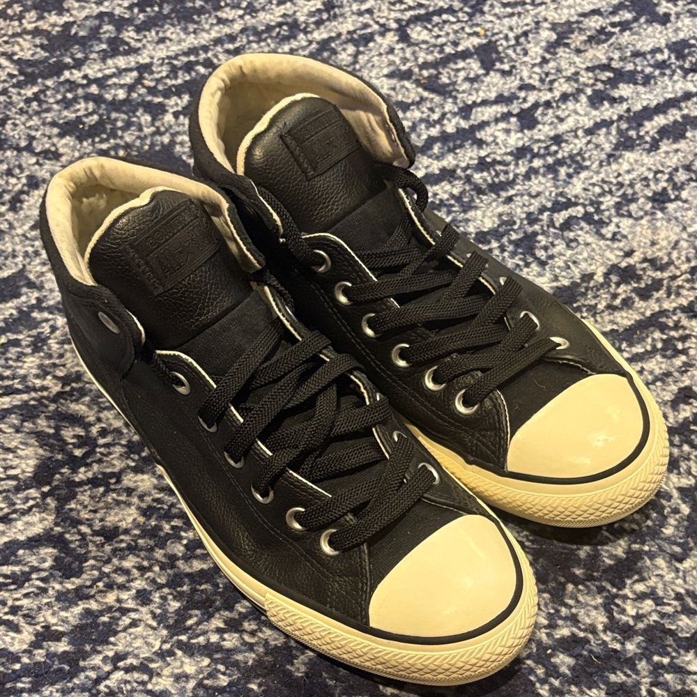 Converse Black and Cream High-Top Sneakers